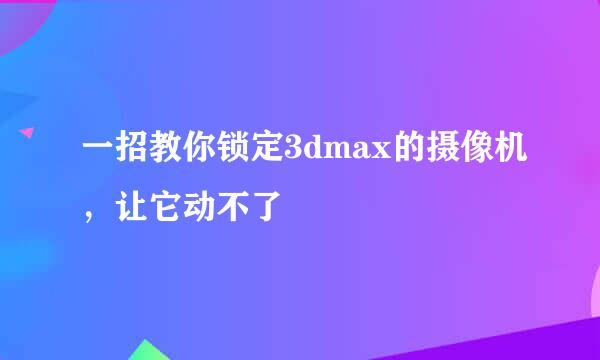一招教你锁定3dmax的摄像机，让它动不了