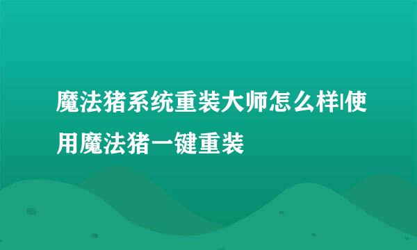 魔法猪系统重装大师怎么样|使用魔法猪一键重装