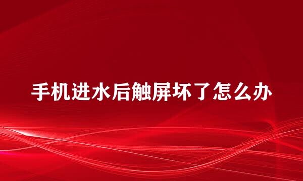 手机进水后触屏坏了怎么办