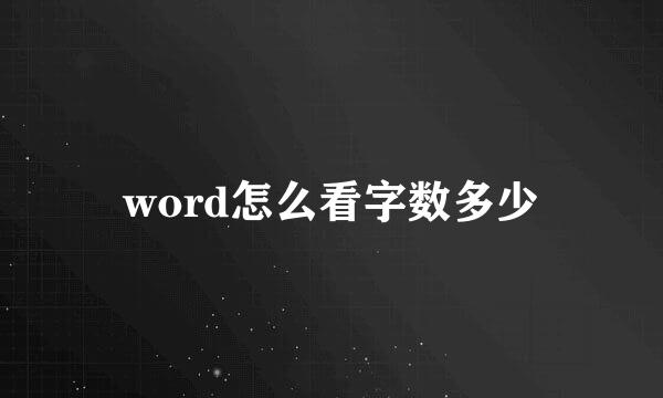 word怎么看字数多少