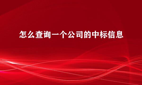怎么查询一个公司的中标信息