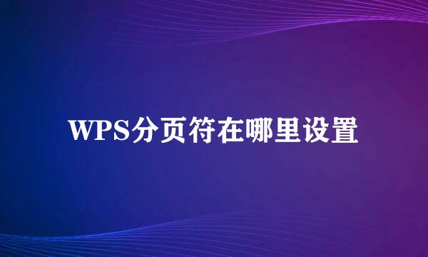 WPS分页符在哪里设置