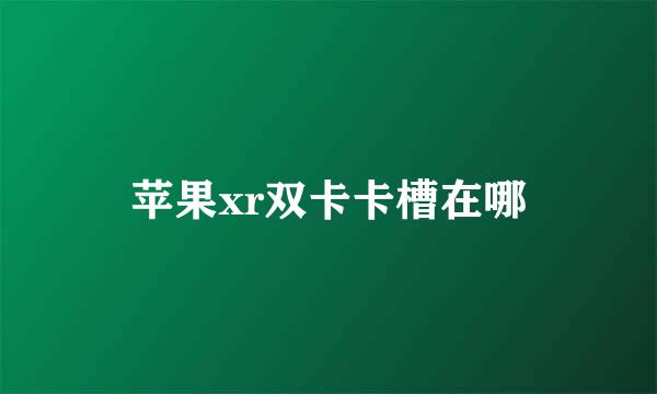 苹果xr双卡卡槽在哪