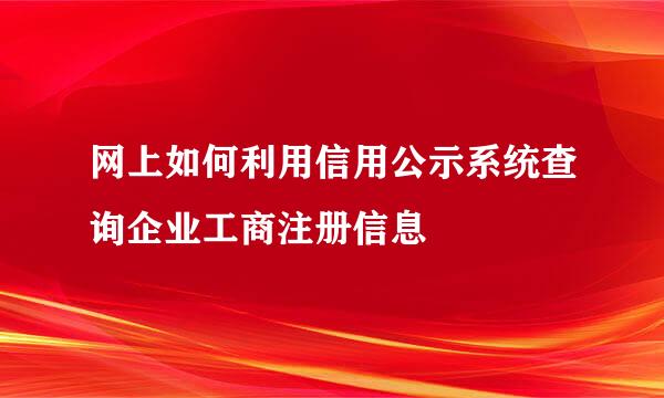 网上如何利用信用公示系统查询企业工商注册信息