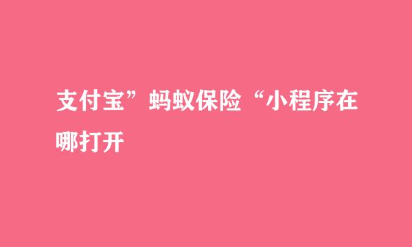 支付宝”蚂蚁保险“小程序在哪打开