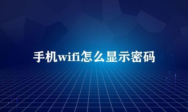 手机wifi怎么显示密码