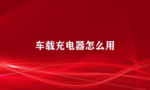 车载充电器怎么用