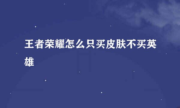 王者荣耀怎么只买皮肤不买英雄