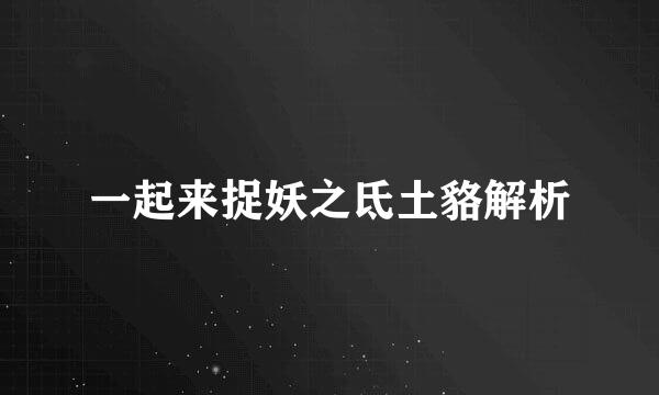 一起来捉妖之氐土貉解析