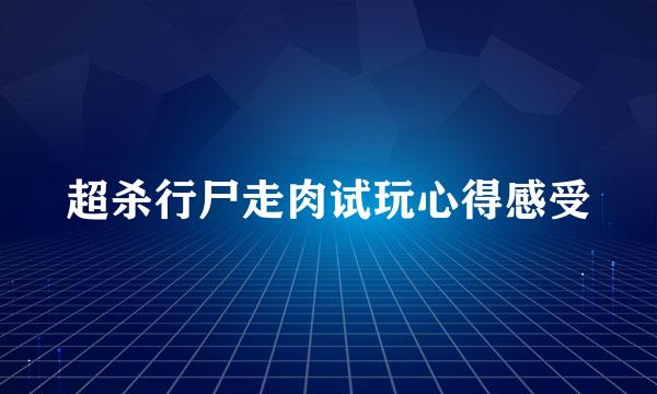 超杀行尸走肉试玩心得感受