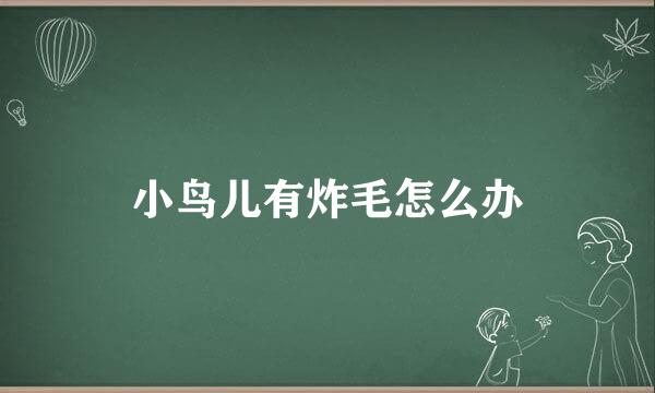 小鸟儿有炸毛怎么办