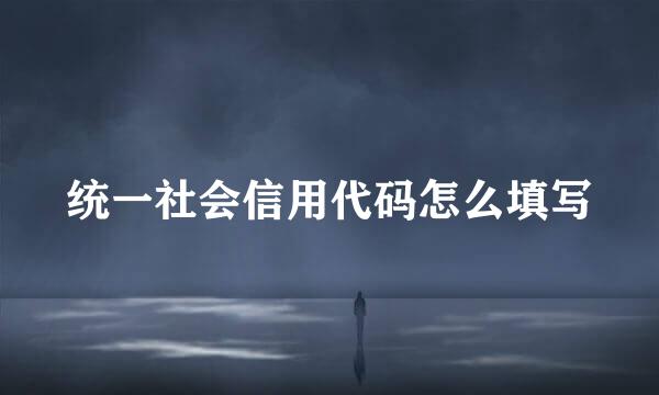统一社会信用代码怎么填写