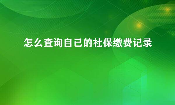 怎么查询自己的社保缴费记录