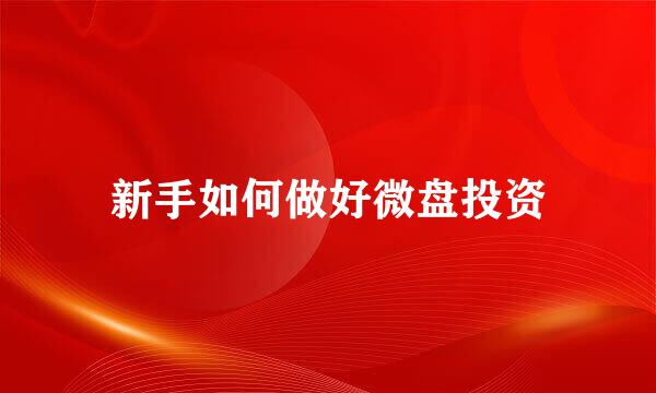 新手如何做好微盘投资