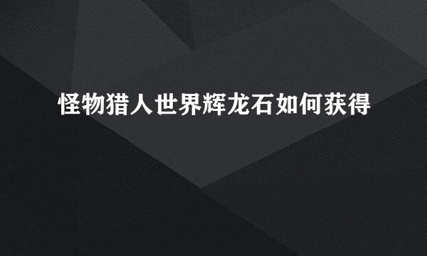 怪物猎人世界辉龙石如何获得