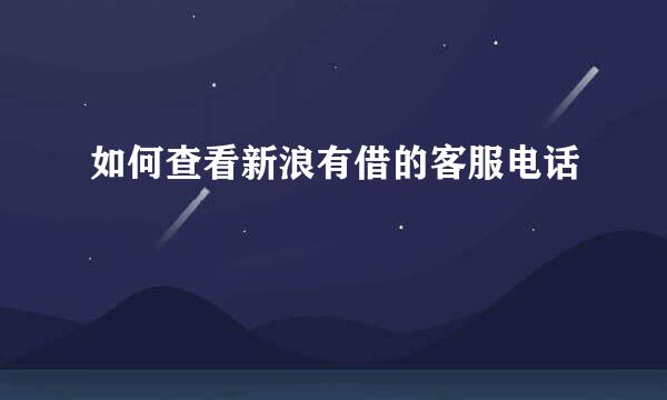 如何查看新浪有借的客服电话
