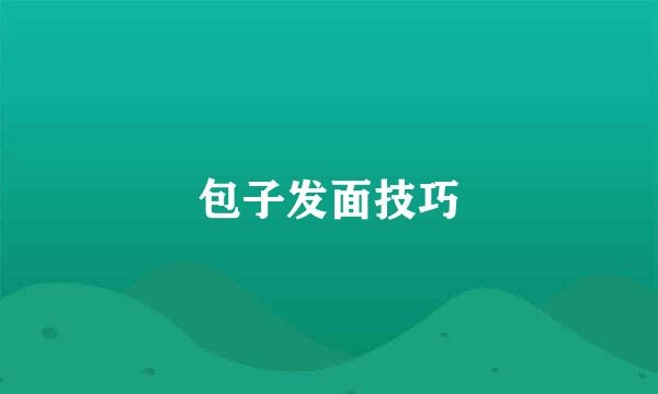 包子发面技巧