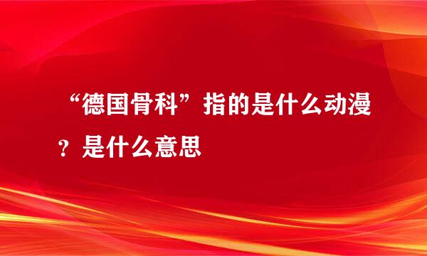 “德国骨科”指的是什么动漫？是什么意思