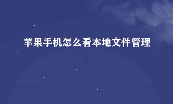 苹果手机怎么看本地文件管理