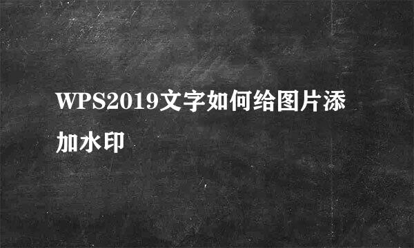 WPS2019文字如何给图片添加水印