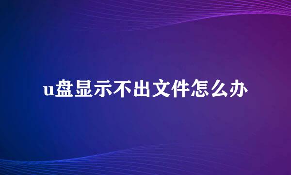 u盘显示不出文件怎么办