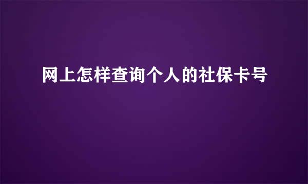 网上怎样查询个人的社保卡号