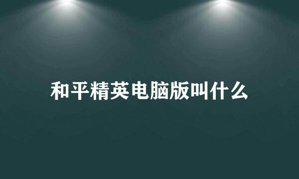 和平精英电脑版叫什么