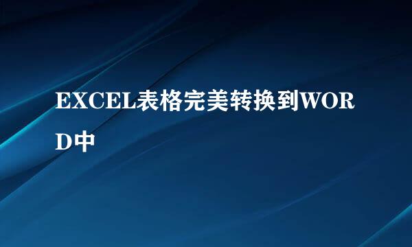 EXCEL表格完美转换到WORD中