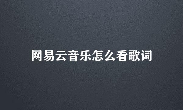 网易云音乐怎么看歌词