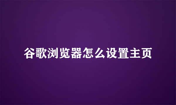 谷歌浏览器怎么设置主页