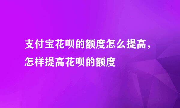 支付宝花呗的额度怎么提高，怎样提高花呗的额度