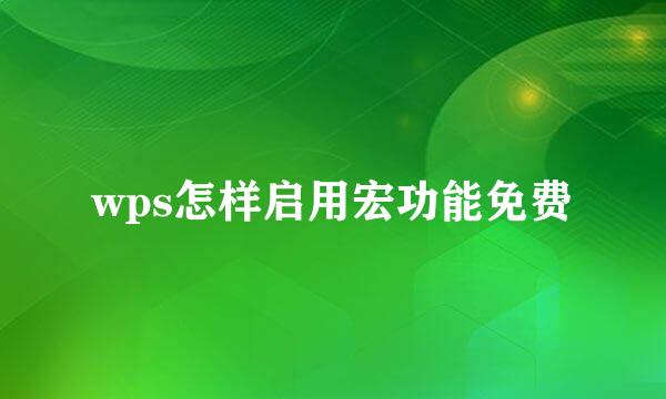 wps怎样启用宏功能免费