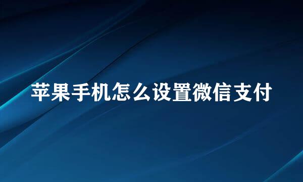 苹果手机怎么设置微信支付
