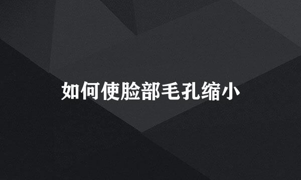 如何使脸部毛孔缩小