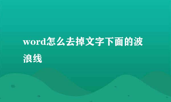 word怎么去掉文字下面的波浪线