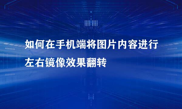 如何在手机端将图片内容进行左右镜像效果翻转