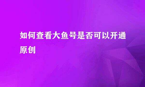 如何查看大鱼号是否可以开通原创