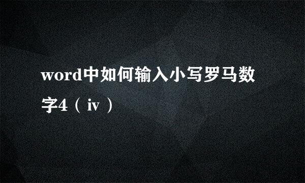 word中如何输入小写罗马数字4（ⅳ）