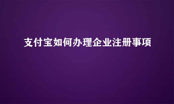 支付宝如何办理企业注册事项