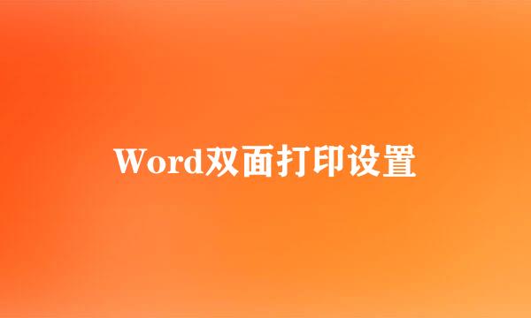 Word双面打印设置