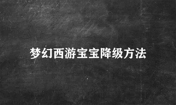 梦幻西游宝宝降级方法