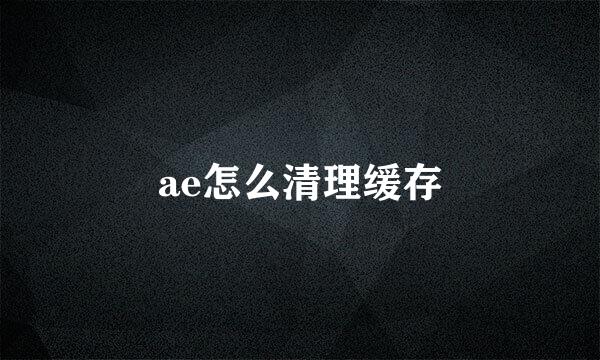 ae怎么清理缓存