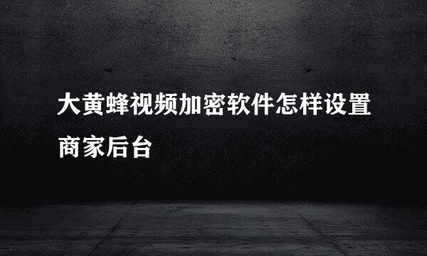 大黄蜂视频加密软件怎样设置商家后台