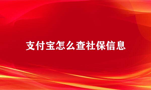 支付宝怎么查社保信息