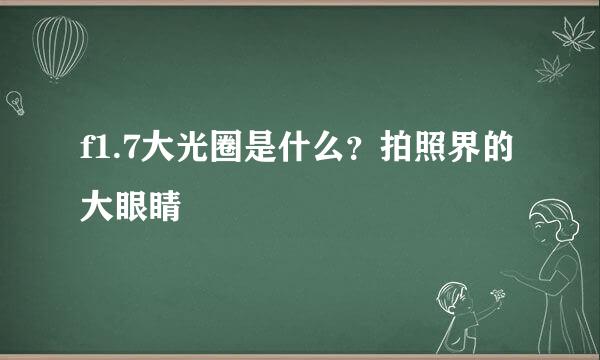 f1.7大光圈是什么？拍照界的大眼睛