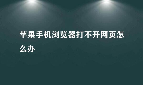 苹果手机浏览器打不开网页怎么办