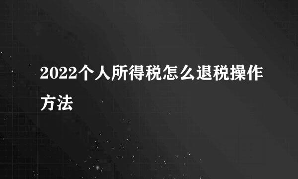 2022个人所得税怎么退税操作方法