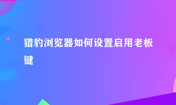 猎豹浏览器如何设置启用老板键