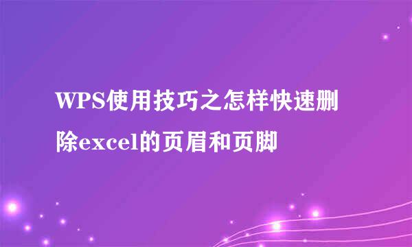 WPS使用技巧之怎样快速删除excel的页眉和页脚