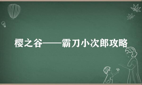 樱之谷——霸刀小次郎攻略